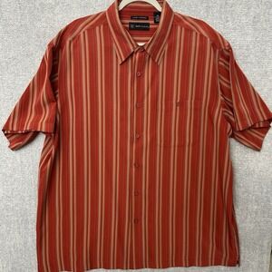 R&R Casual Men's XXL Shirt Short Sleeve Button Luxury Microfiber Plaid Striped